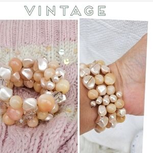 Vintage Moinlight Lucite &  Faux‎ Pearl Bracelet